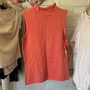 Alfani Pink and Cream 70% Silk Sleeveless Fitted Tank Top